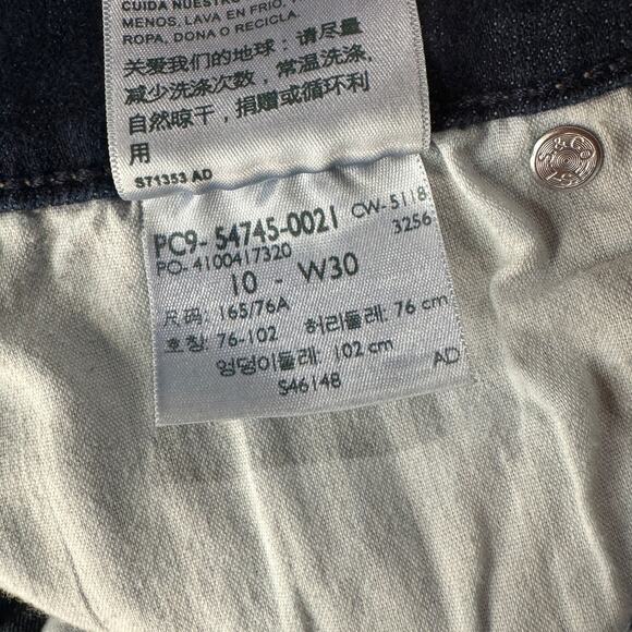 Levi’s Signature SZ 10 High-Rise Jean Shorts Distressed Frayed Cuffed Dark Wash - Picture 6 of 8